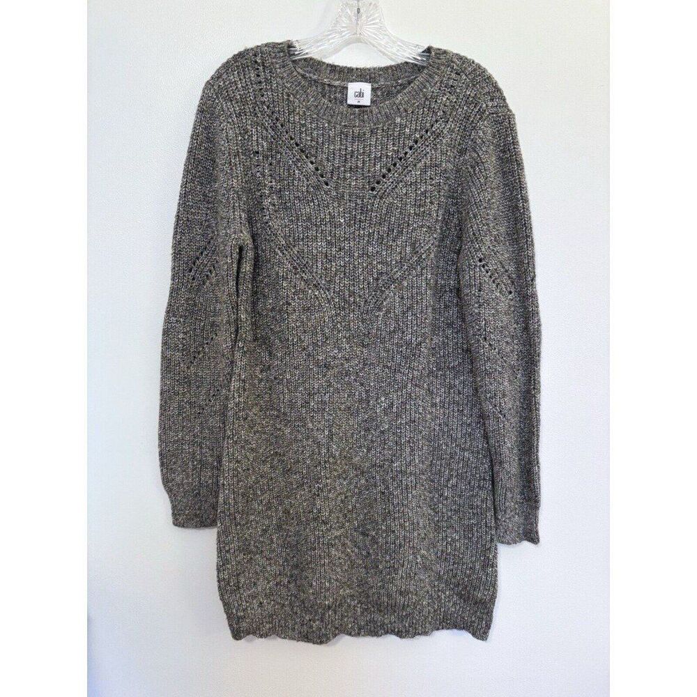 CAbi Womens Medium Tweed Cotton Blend Knit The Tunic Sweater Dress